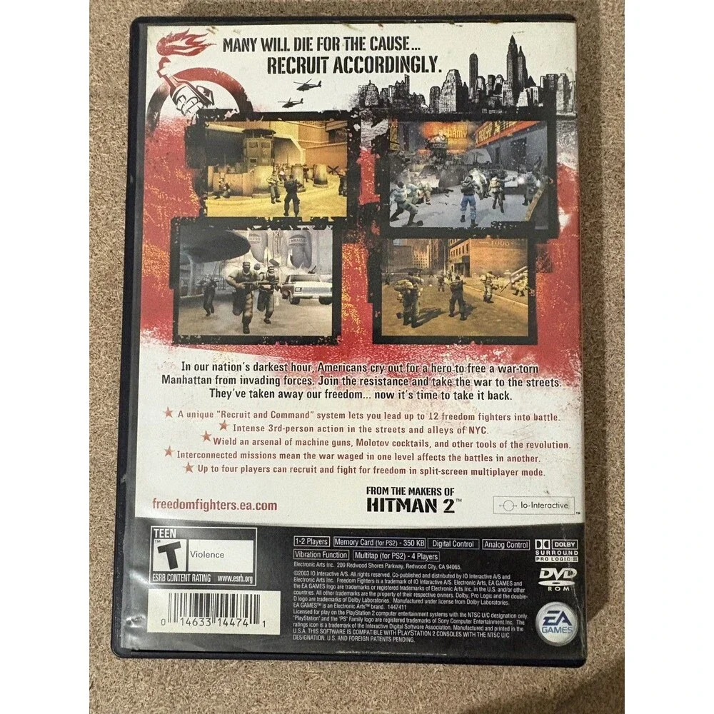 Freedom Fighters PlayStation 2 Disc and Case No Manual Black Label